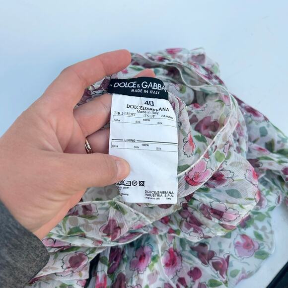 Dolce & Gabbana Authentic Silk Floral Sheer Mini Dress Pink Cottage 4 Fairy 40 - Picture 4 of 12